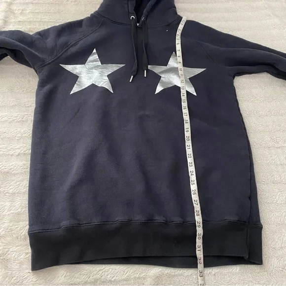 Good American Stars And Stripes Black Silver Hoodie Sweatshirt Dress - Picture 15 of 16